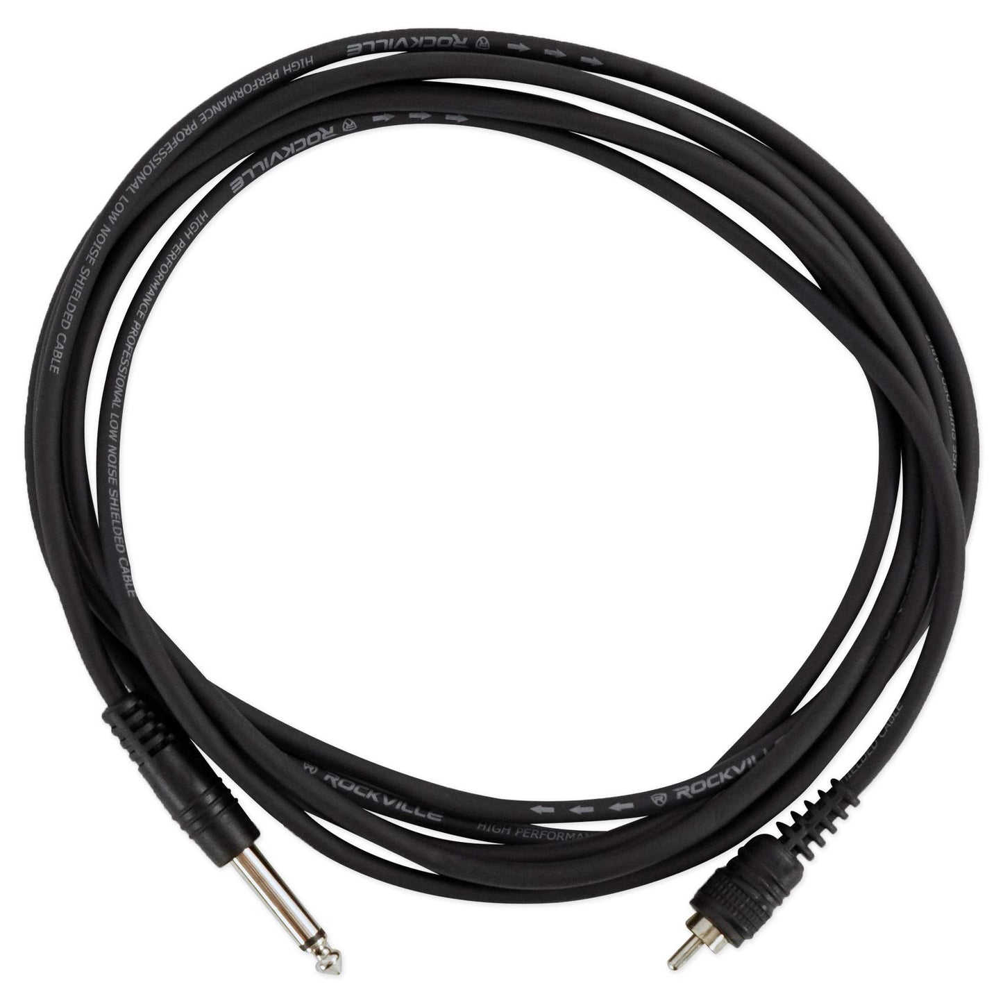 Rockville RCQ10 1/4" TS to RCA 10ft Cable, 100% OFC Copper, Durable PVC Jacket, Low Noise, High Signal Clarity, for Studio and Home Audio