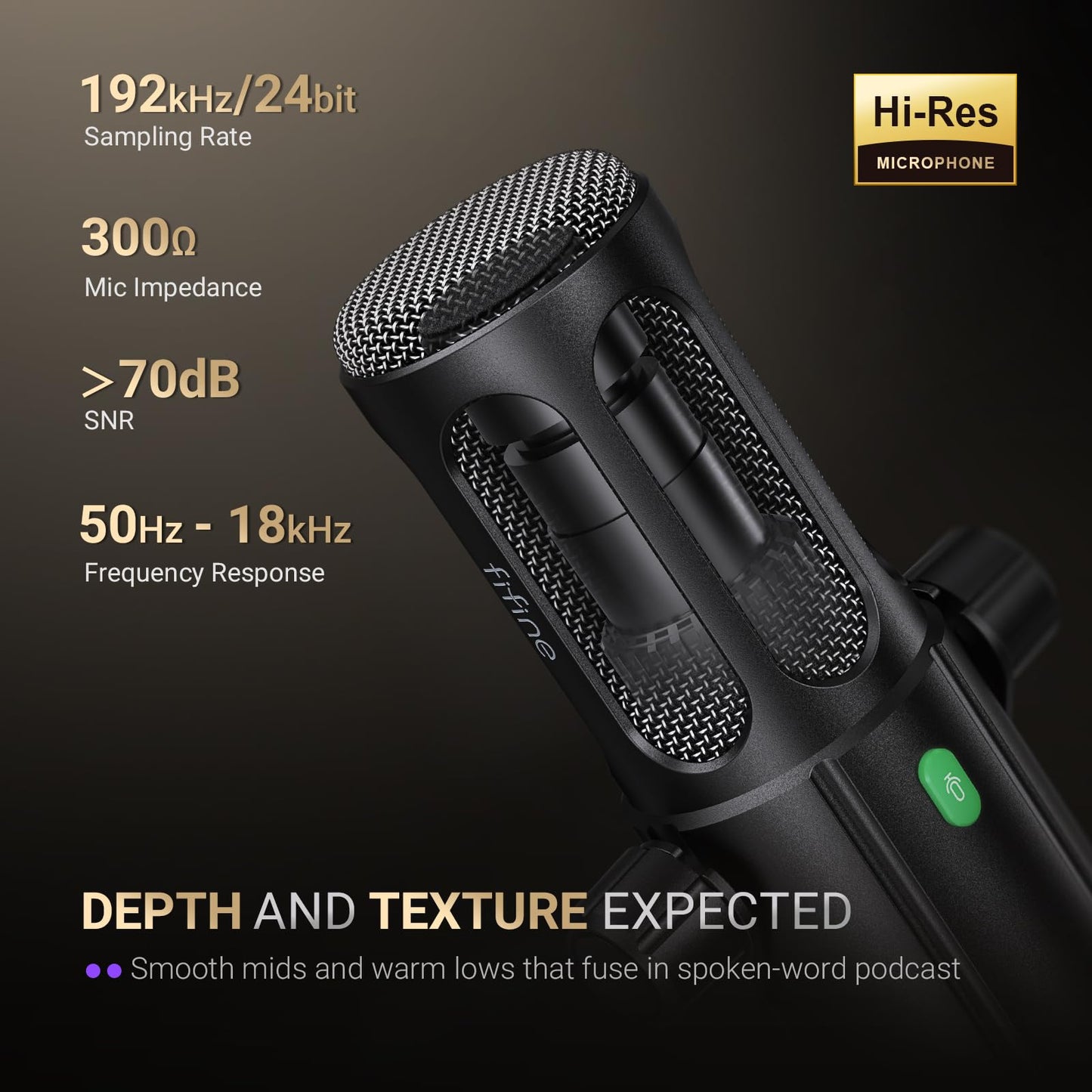 FIFINE Podcast Microphone, USB/XLR Vocal Dynamic Microphone for Streaming, Recording, Broadcast, Content Creator, Studio Microphone for PC with Mute