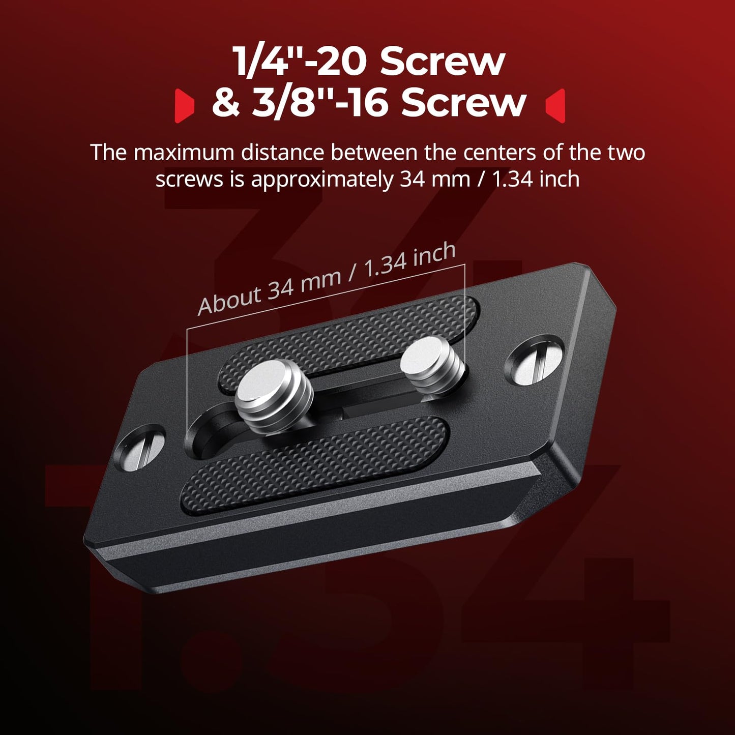 SMALLRIG Quick Release Plate for Arca Swiss, Baseplate with 1/4''-20 Screw, 3/8''-16 Screw, for Cameras and Cages - 2146B