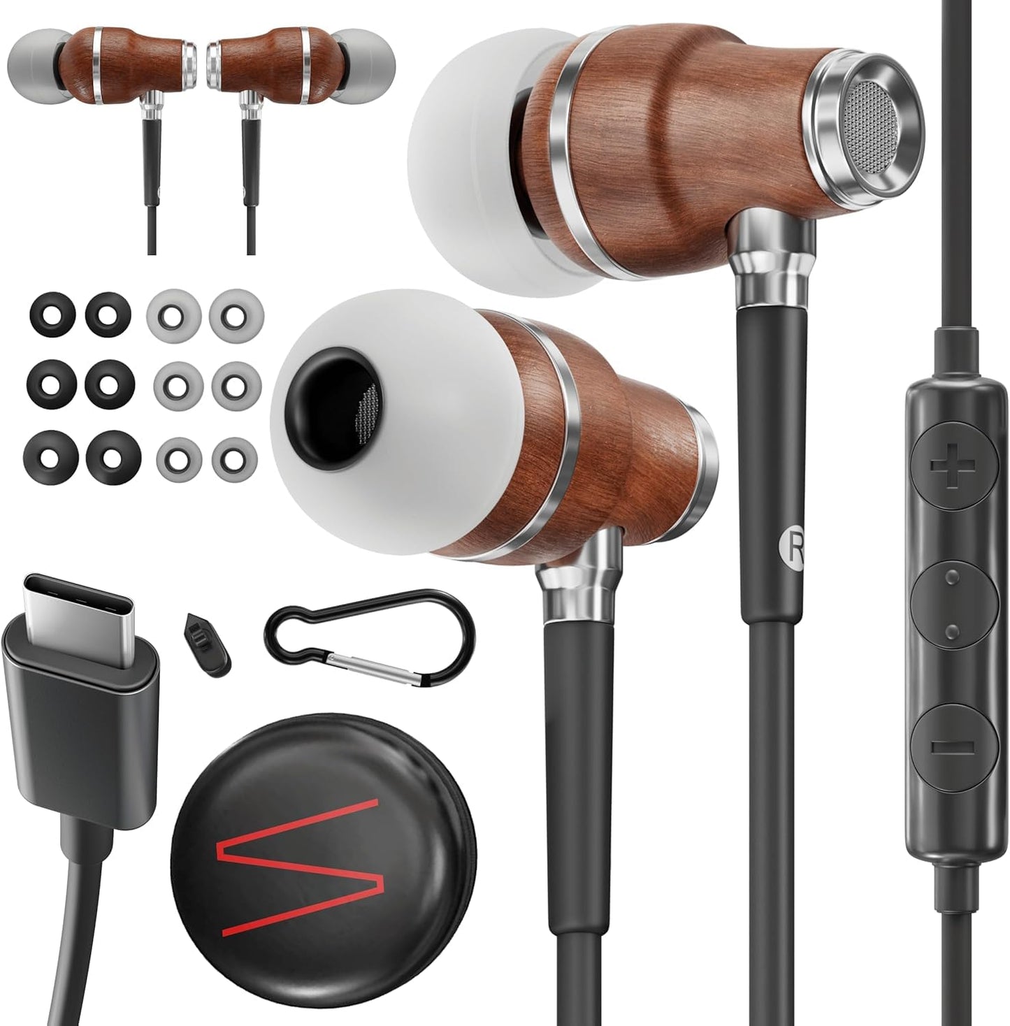Symphonized NRG Premium Genuine Wood In-ear Noise-isolating Headphones, Earbuds, Earphones with Microphone (Pink)