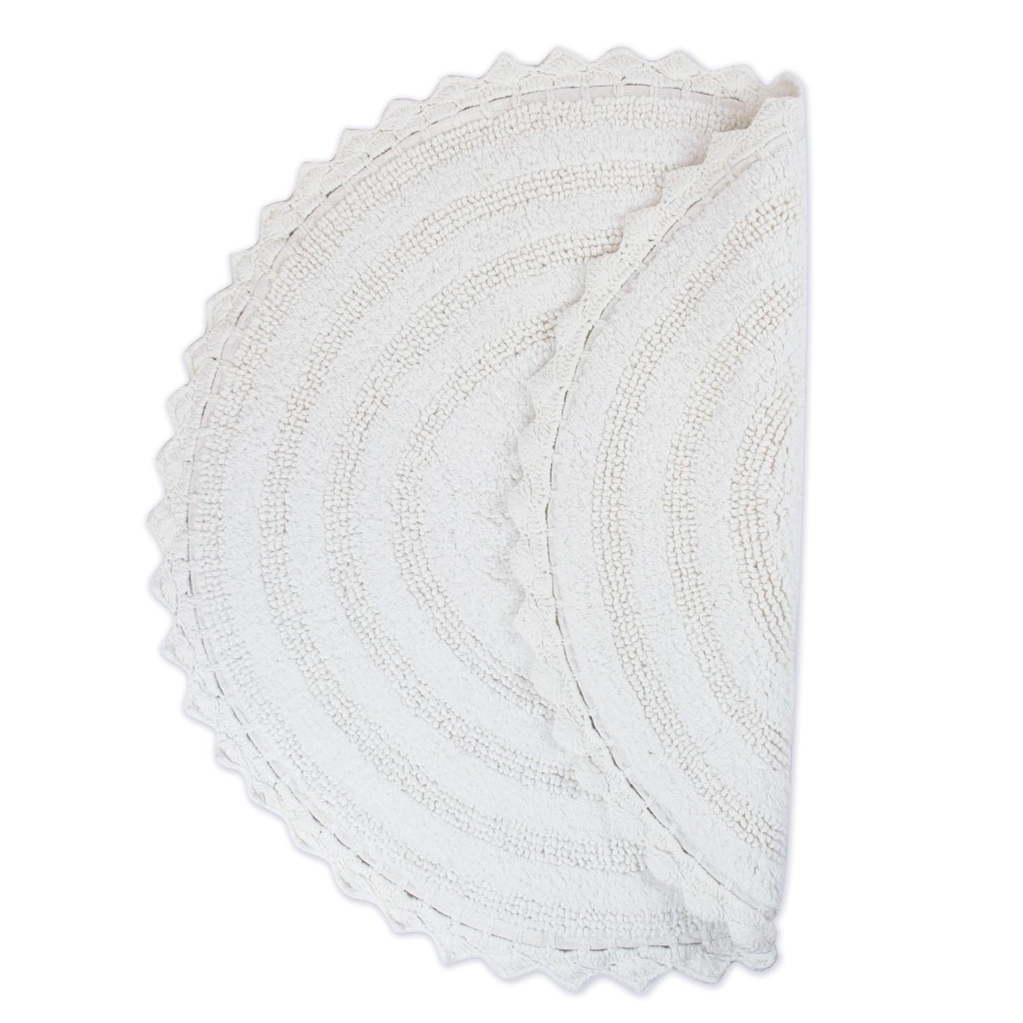 DII Crochet Collection Reversible Bath Mat, Round, 27.5" Diameter, White