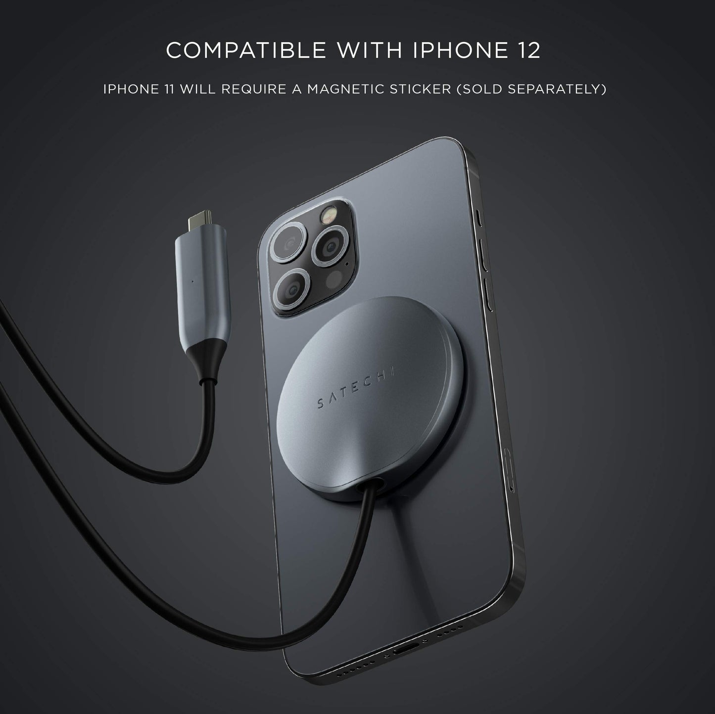 Satechi USB C Magnetic Wireless Charging Cable (Magnetic Wireless Charger) - Compatible with iPhone 16 Pro Max/16 Pro/16/16 Plus, iPhone 15 Pro Max/15