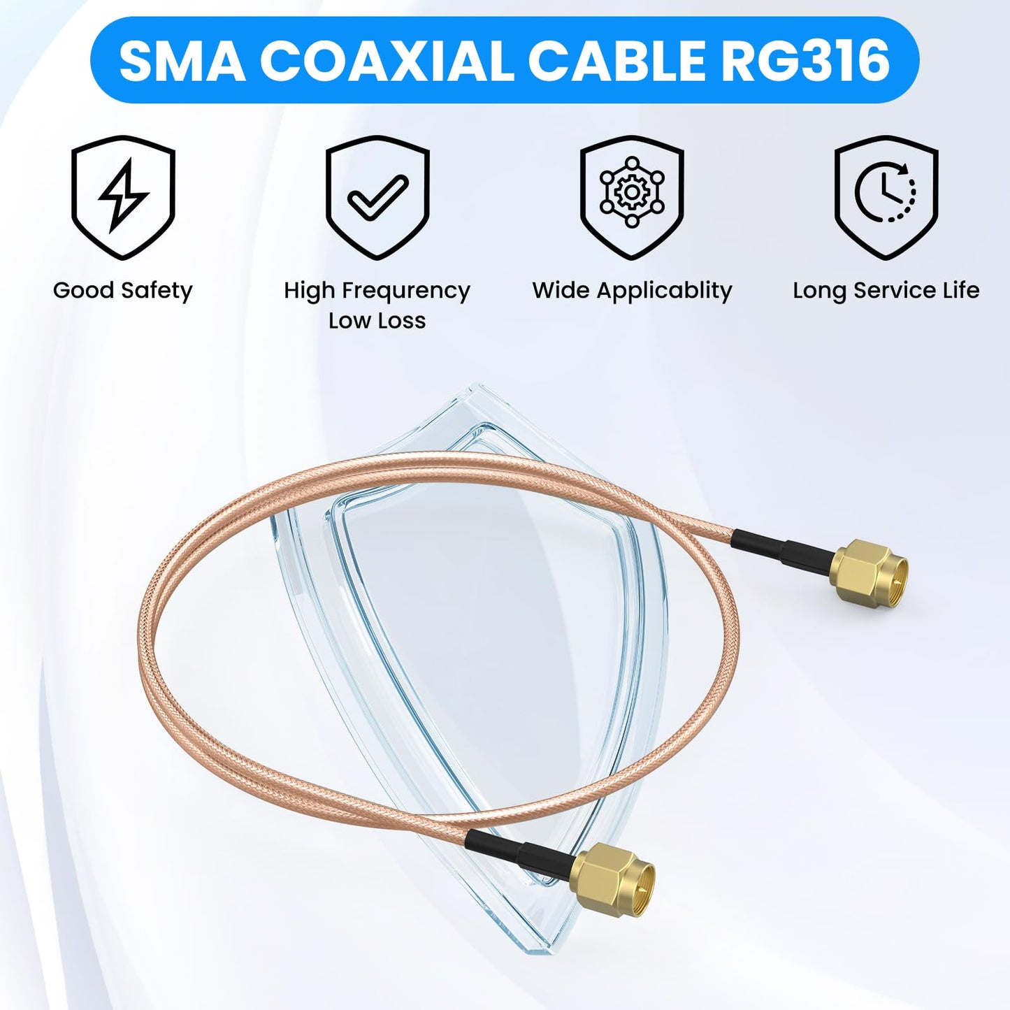 SDTC Tech 2pcs SMA Male to SMA Male Coaxial Cable Antenna Extender Cable Adapter RG316 Coax Jumper Connector(20 inches)