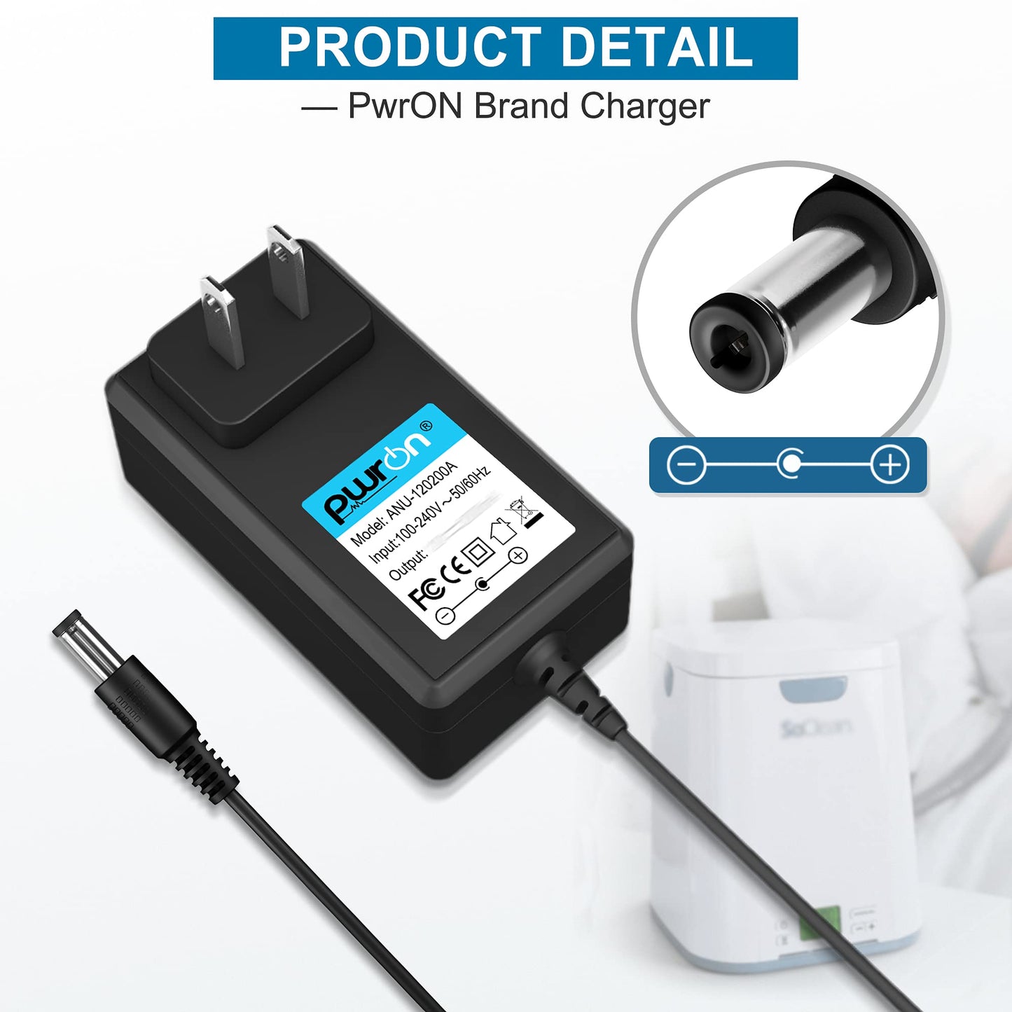 PwrON AC DC Adapter Replacement for Soclean 2 CPAP Sanitizer Equipment PNA1210 SoClean2 SC1200 S9K SC1200-PNA1109 CAP1007 PN1207 Power Adapter Cord