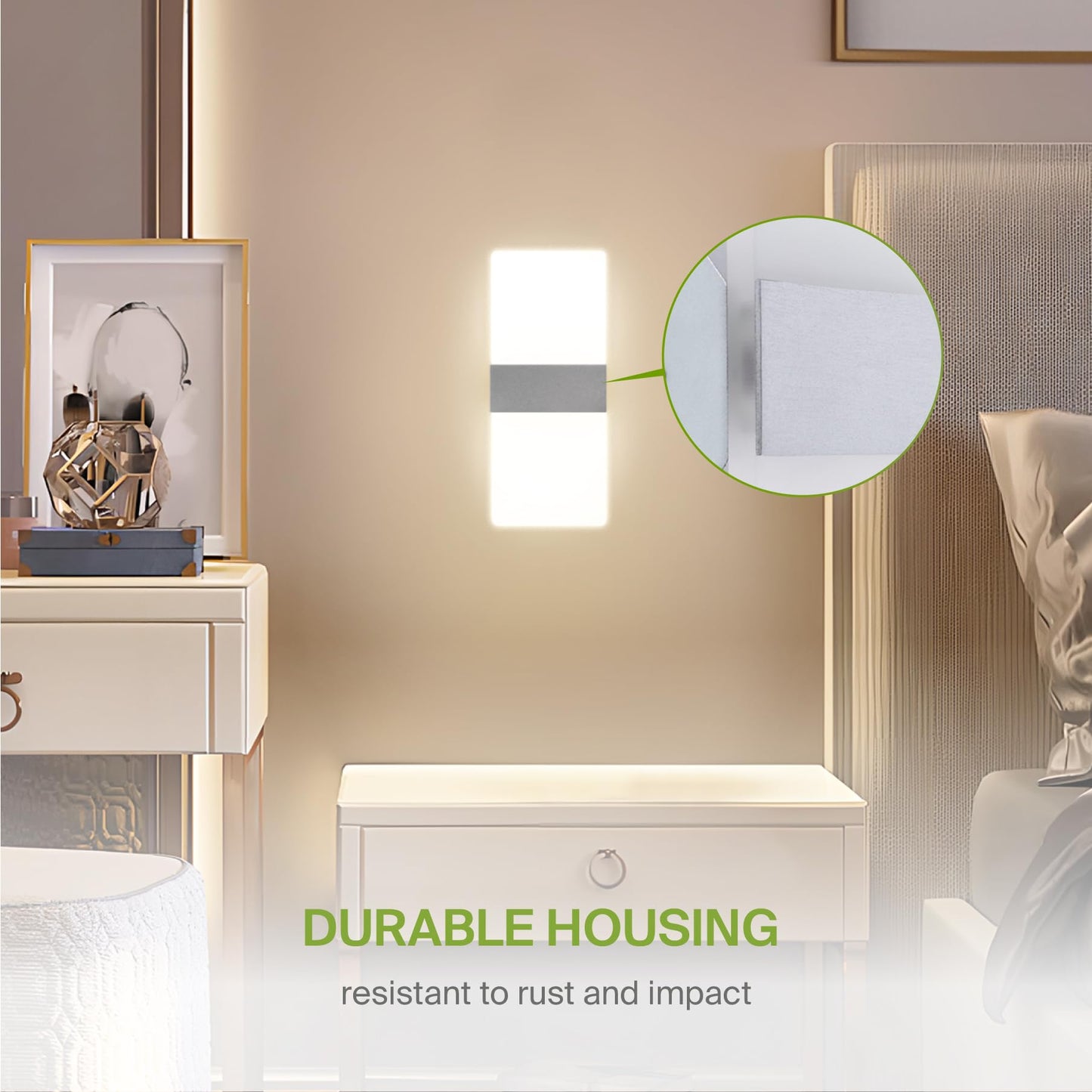 ASD 12 Inch Indoor LED Wall Sconce - 12W 2700K-5000K Dimmable Brushed Nickel Wall Sconce Lights for Living Room, Bedroom, Bathroom, Hallway - Modern