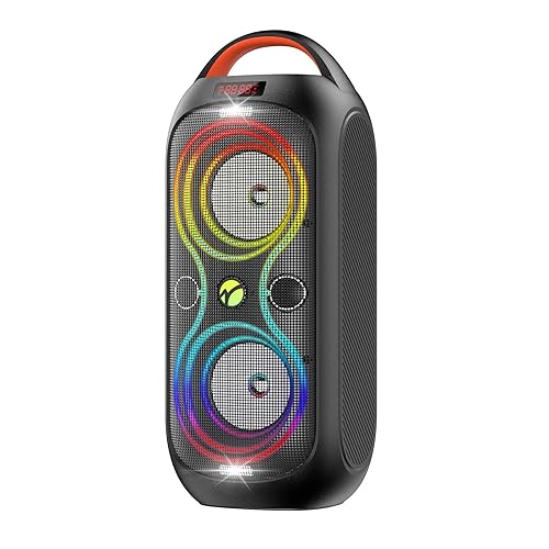 Wireless TWS Portable Bluetooth Speaker, Beat-Driven Lights, 120dB Loud Stereo Party Speaker with Bluetooth 5.3, USB/TF/AUX/FM/Mic, Built-in Carry