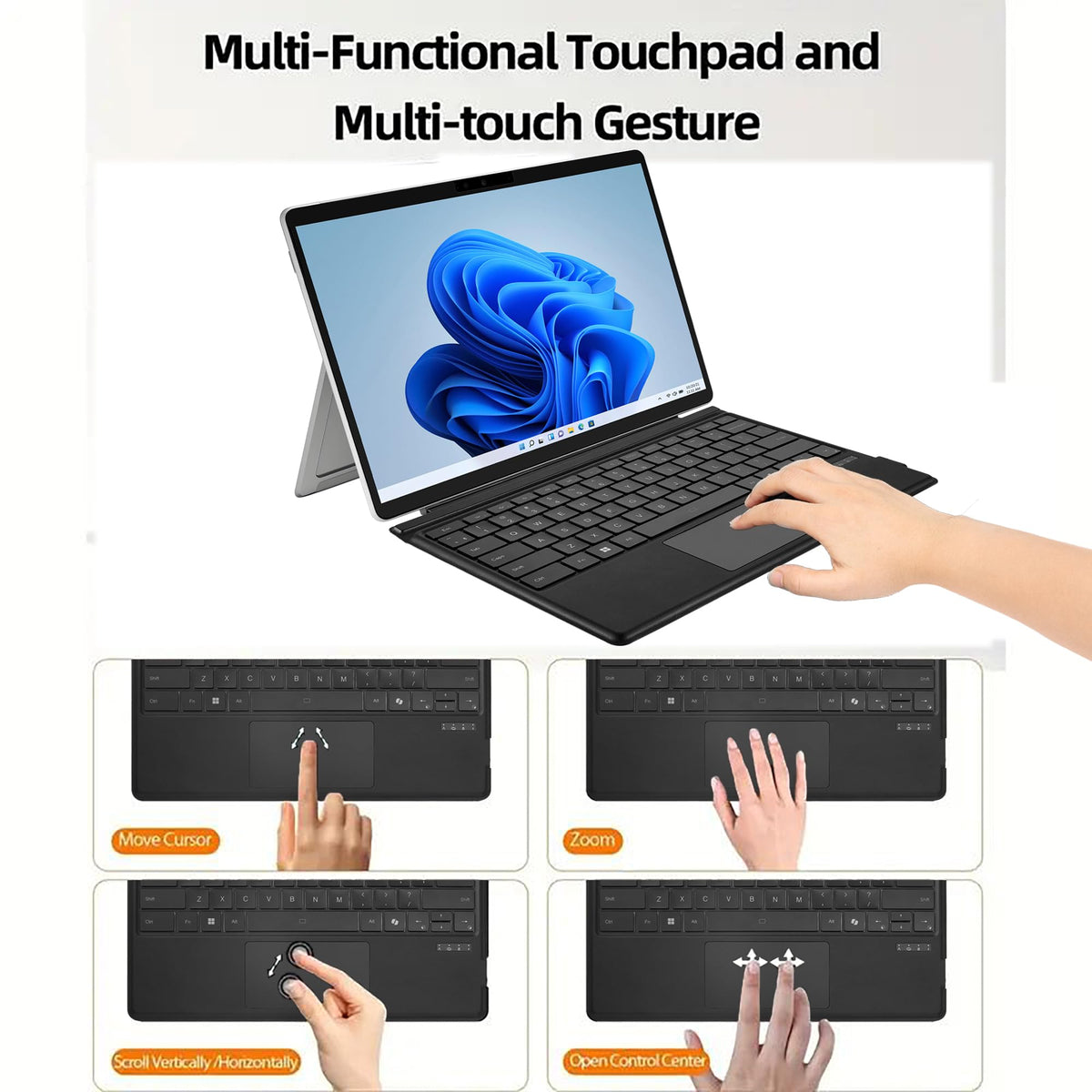 Adesso Surface Pro Keyboard Case, Compatible with Surface Pro 8 9 10 11