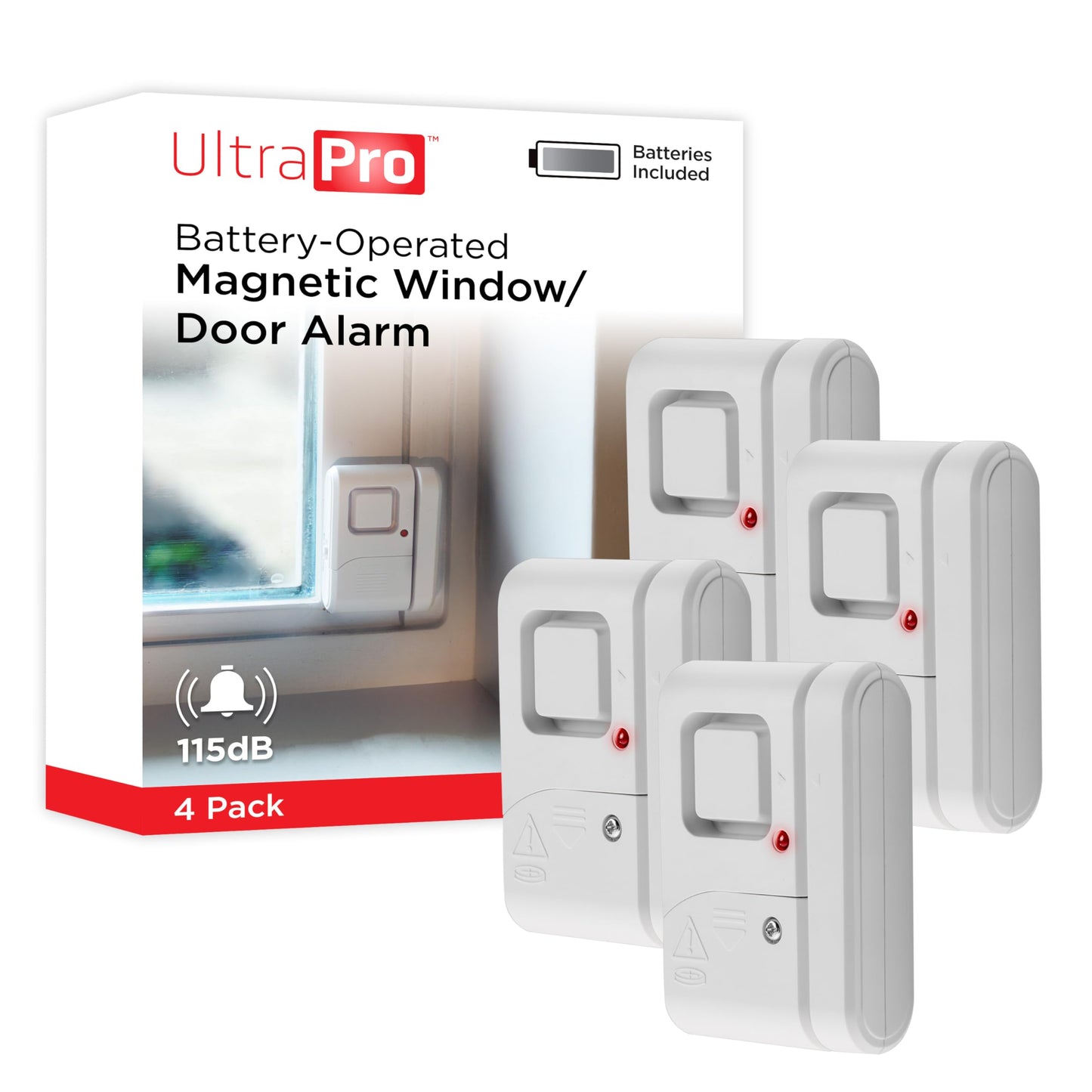 GE Personal Security Window and Door Alarm, 4 Pack, DIY Protection, Burglar Alert, Wireless Chime/Alarm, Easy Installation, Home Security, Ideal