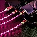 PETCTN 3 in 1 Multi Charging Cable LED Flowing Light Up Charger Cable, USB-C Fast Charging Cord for Smartphones (Red, 6 Feet)