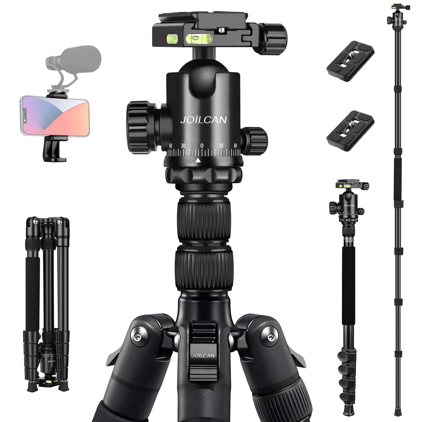 JOILCAN Tripod for Camera, 81" Camera Tripod Stand, 83 inches DSLR Tripods & Monopods, Heavy Duty Travel Tripod for Binoculars Laser Level Spotting