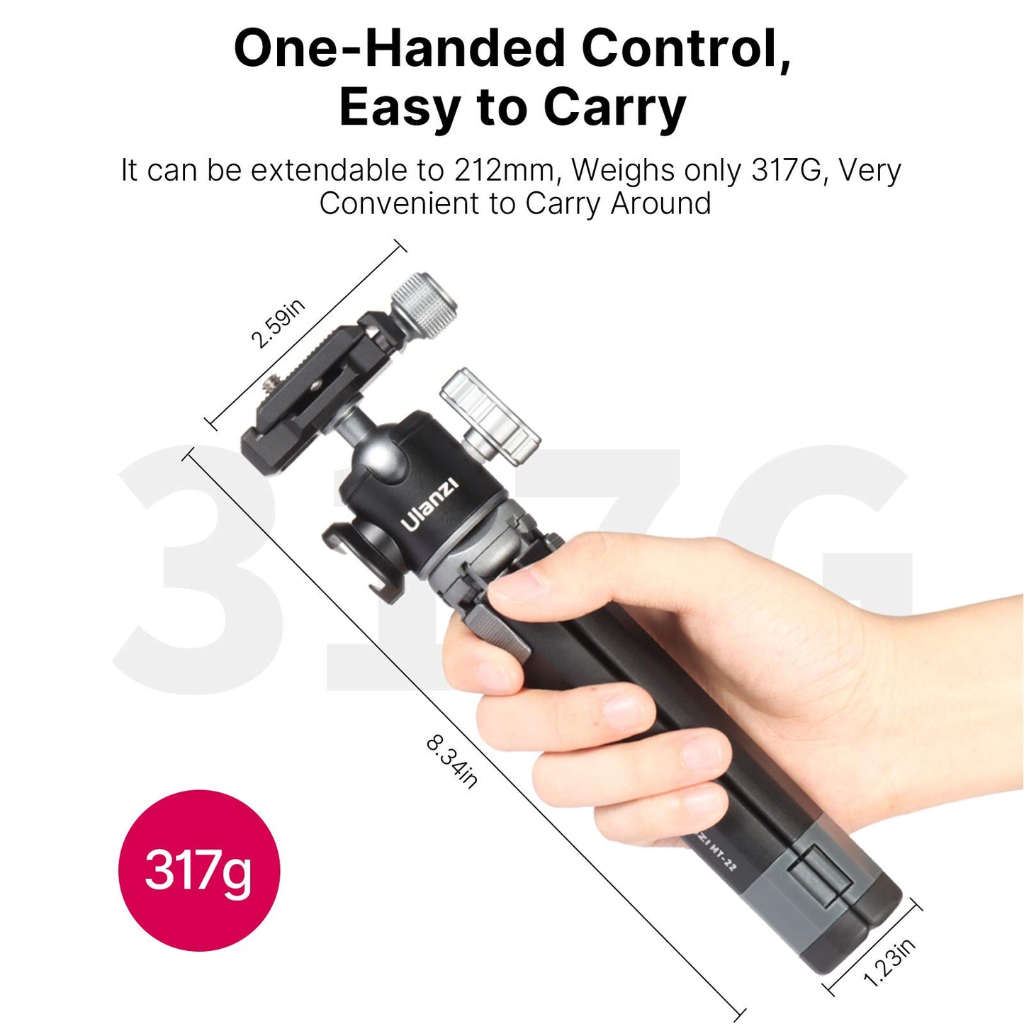 Portable Desktop Mini Tripod PICTRON MT-24 Compact Camera Tripod Aluminum Alloy with 360° Ball Head,1/4 inches Quick Release Plate for DSLR Camera