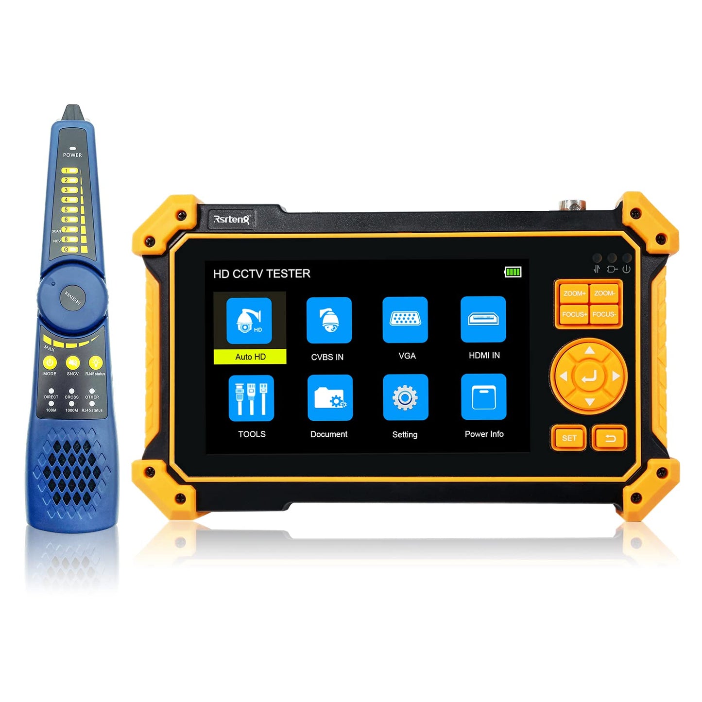Rsrteng HD-3100C CCTV Tester HD Coaxial 4K 8MP TVI/CVI/AHD/CVBS Camera Tester with Cable Tracer 5 inch TFT-LCD Screen Monitor 5 in 1Support Support