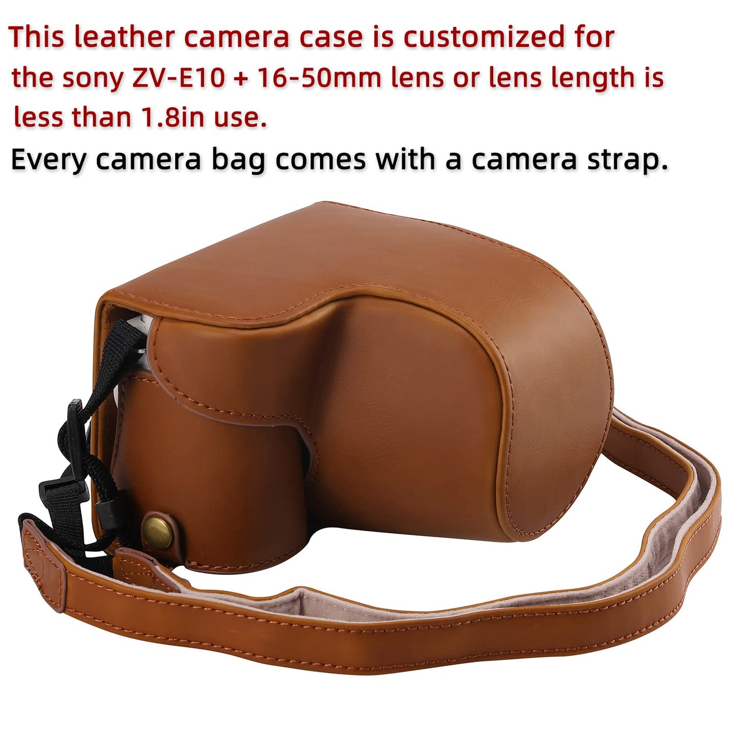 Hargedis XEVN for Sony ZV-E10 case,for Sony ZV-E10 case,Premium PU Full Body Leather Camera Case Bag for Sony Alpha ZV-E10 Fit 16-50mm Lens