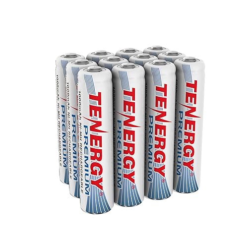 Tenergy Premium Rechargeable AAA Batteries, High Capacity 1000mAh NiMH AAA Batteries, AAA Cell Battery, 12 Pack