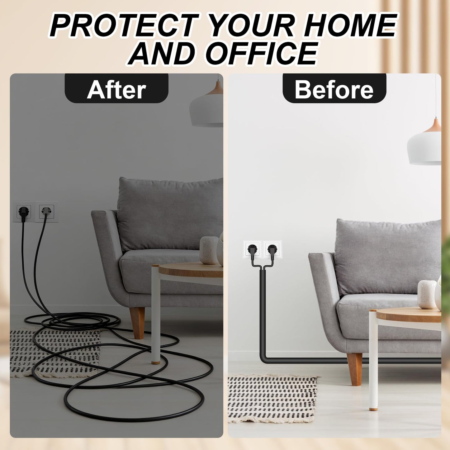 Self-Adhesive Silicone Cable Hider, Flexible Wire Cover Cable Raceway for Wires, Wall Mount TV, Home Audio, Network, Power, and Phone Line Managemen