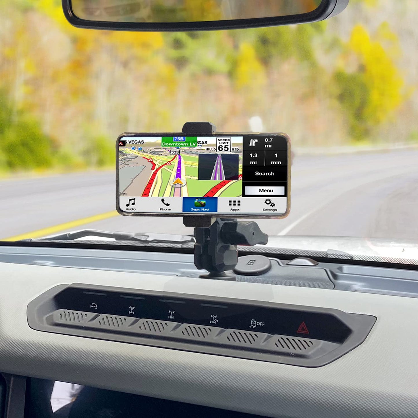 OMU Bronco Phone Mount Compatible with Ford Bronco 2021 2022 2023 2/4 Door,Dual Ball Socket All-Metal Cell Phone Holder,360°Adjustable Dash Mount