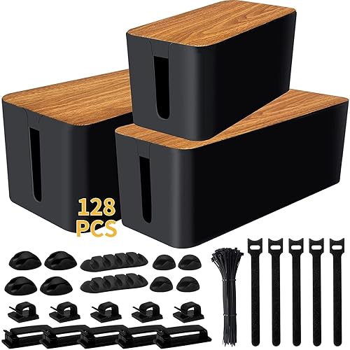 YUANYE Cable Management Box Cable Management Kit for Power Strip to Hide Wires,Cord Organizer Boxes,Safe ABS Material Wire Organizer of Cable Clips