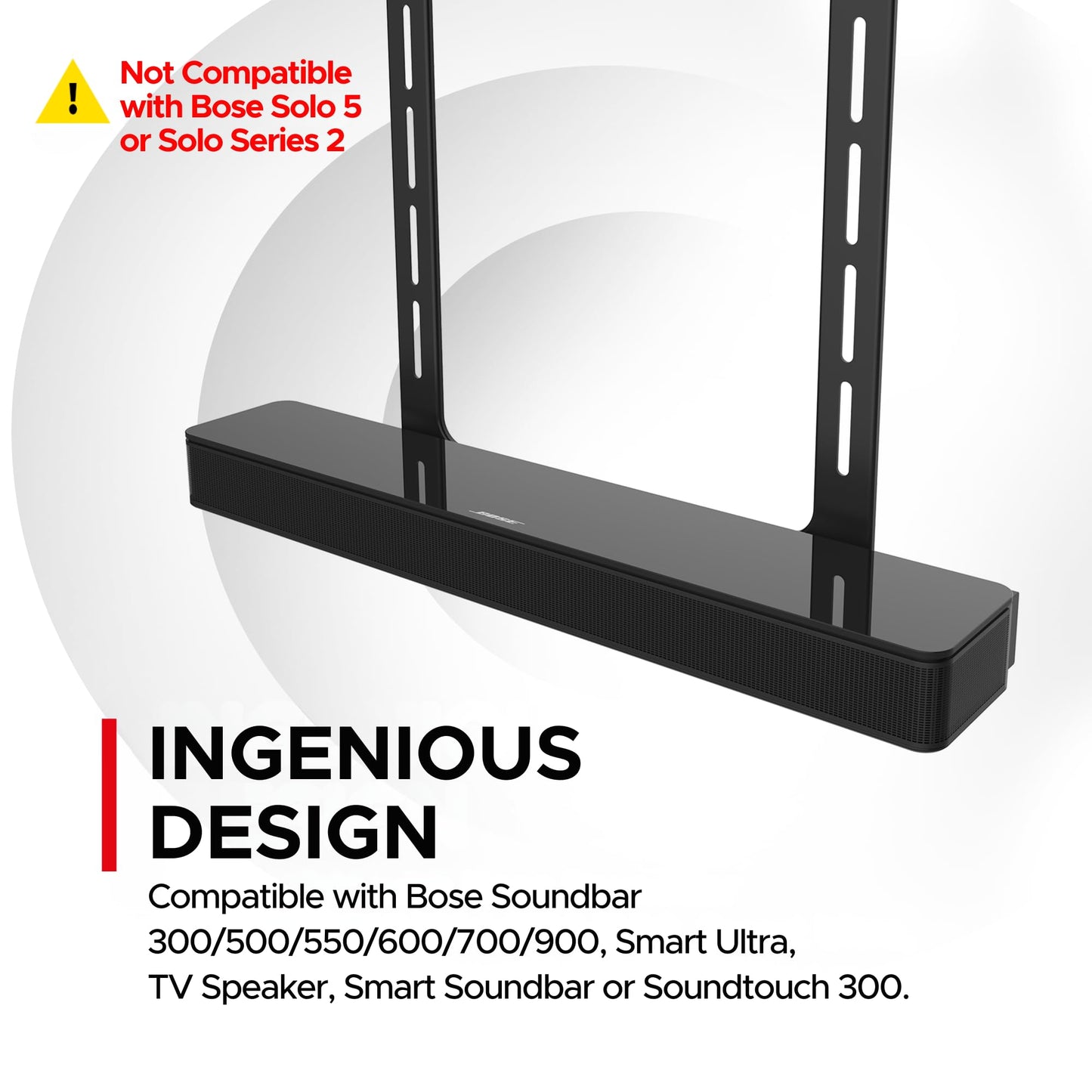 Sound Bass Universal Under TV Mount, Compatible with Bose Smart Soundbar 300 500 550 600 700 900, Ultra, TV Speaker, SoundTouch 300, Invisible Once
