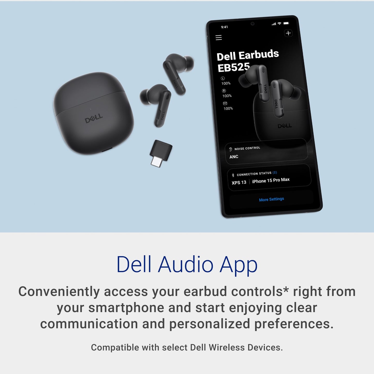 Dell Pro Plus Earbuds EB525, True Wireless, Noise Canceling, Bluetooth 5.3