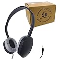SmithOutlet 50 Pack Class Set Headphones in Bulk for School, Classroom, Student Testing, Library, Computer Labs | Model SG-ID55-50 Black | Wired 3.5…
