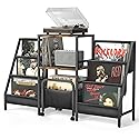 Tewinko Record Player Stand with Vinyl Storage Cart, Record Player Table with Record Storage 200 Albums, Turntable Stand with Record Holder Vinyl