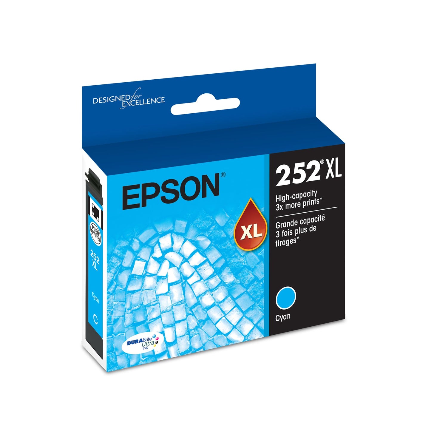 Epson 252 DURABrite Ultra Ink High Capacity Cyan Cartridge (T252XL220-S) - Works with Workforce WF-3620, WF-3640, WF-7110, WF-7610, WF-7620, WF-7710