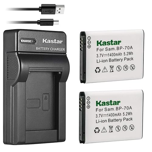 Kastar Battery (X2) & Slim USB Charger for Samsung BP-70A, BP70A, EA-BP70A and ES65 ES67 ES70 ES71 ES73 ES74 PL80 PL81 PL100 PL101 SL50 SL600 SL605