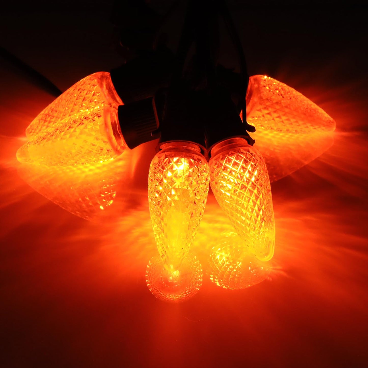 Aniai 25 Pack C9 LED Replacement Bulbs, E17 Base Orange for Christmas Light