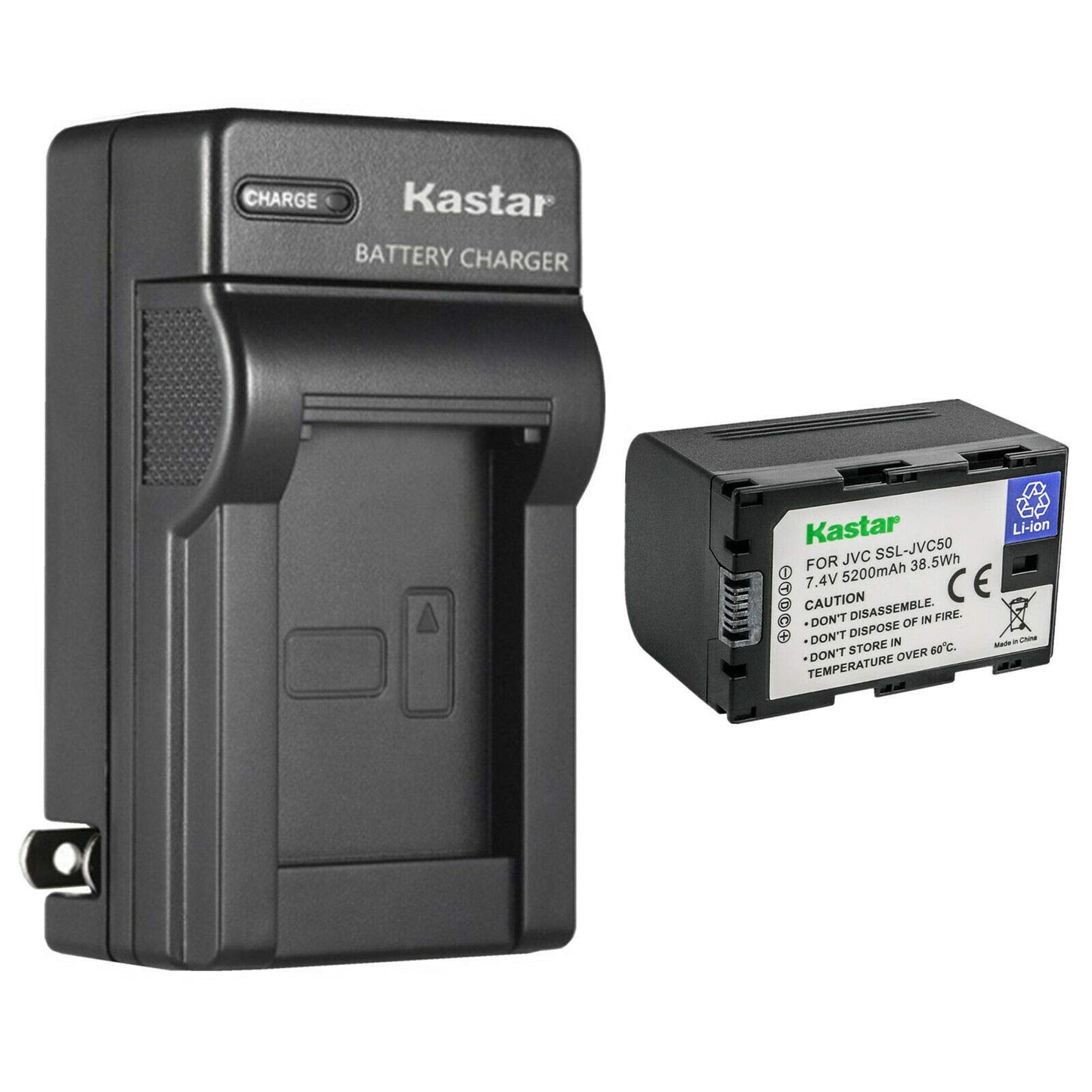 Kastar 1-Pack Battery and AC Wall Charger Replacement for JVC GY-HMQ10, GY-HMQ10E, GY-LS300, GY-LS300CHU, GY-HM200, GY-HM200U, GY-HM200HW, GY-HM200SP
