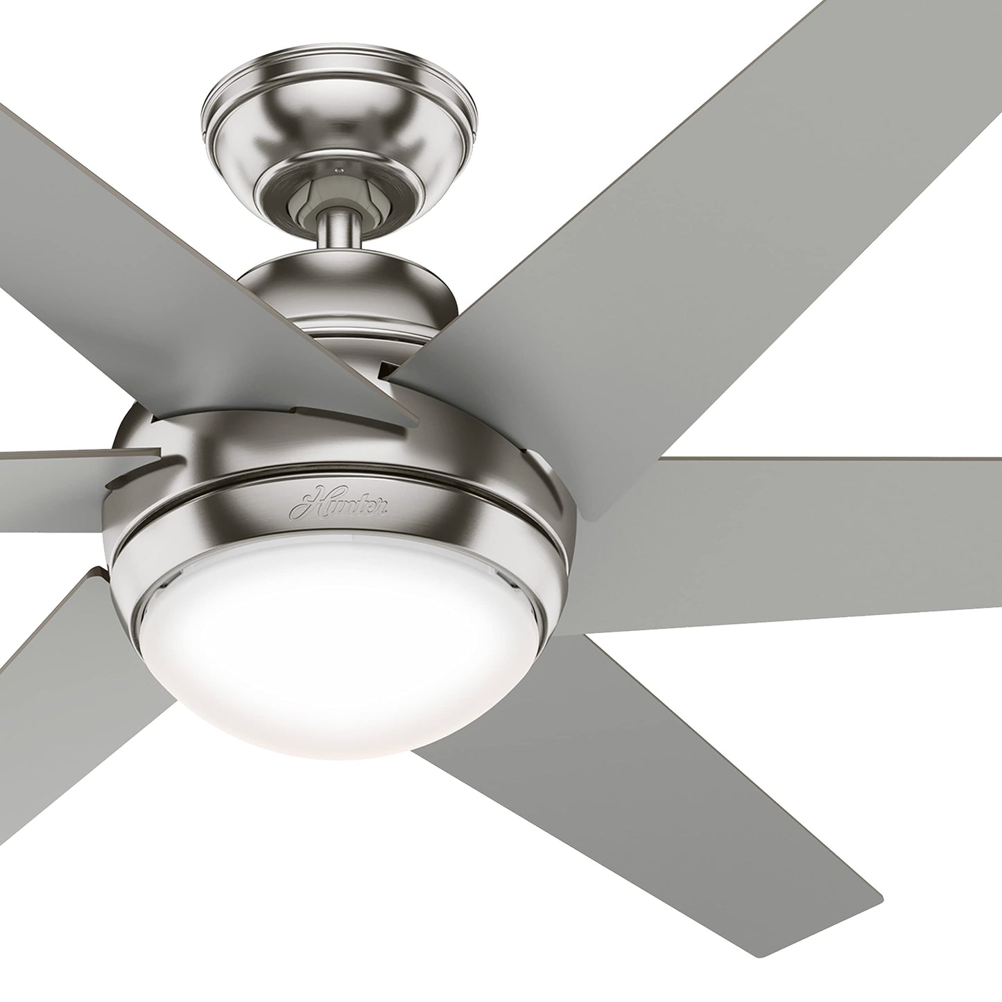Hunter Fan 52 inch Casual Brushed Nickel Indoor Ceiling Fan with Light Kit and Remote Control (Renewed)