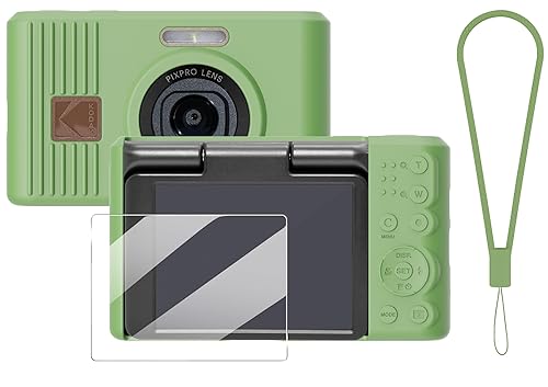 TUOOUT Silicone Protective case for Kodak Pixpro C1 Digital Cameras, with Screen Protector and Lanyard, for Kodak Pixpro C1 Accessories -(Matcha