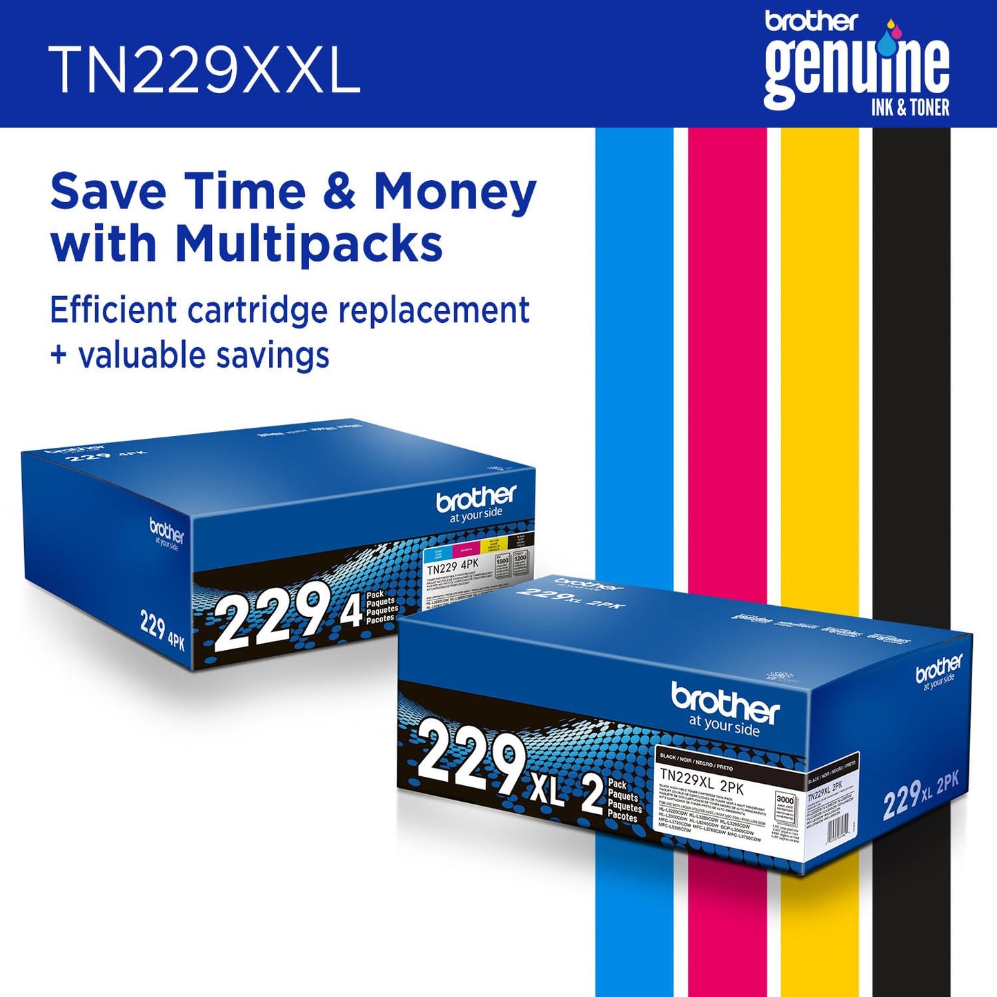 Brother Genuine TN229XXLBK Black Super High Yield Printer Toner Cartridge - Print up to 4,500 Pages(1), Compatible with HL-L3295CDW, HL-L8245CDW