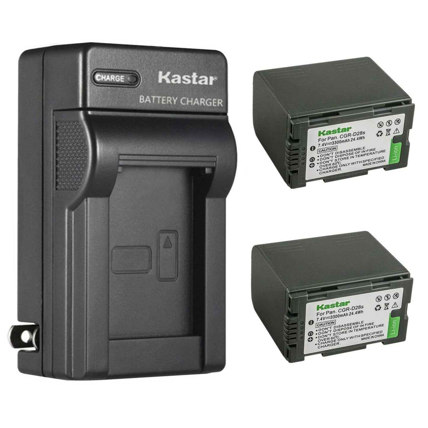 Kastar 2-Pack CGR-D28 Battery and AC Wall Charger Replacement for Panasonic AG-DVC80P, AG-DVX100, AG-DVX100A, AG-DVX100B, AG-DVX100BE, AG-DVX102