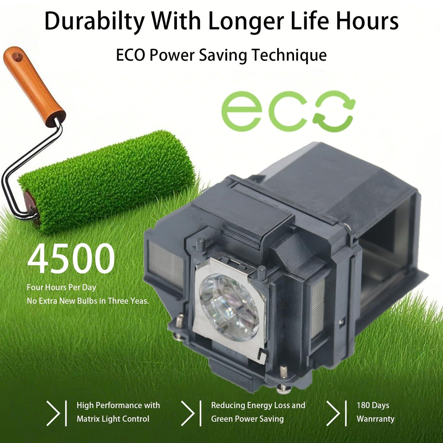 Qexudu ELP-LP96 /V13H010L96 Replacement Projector Lamp Bulb with Housing for Epson VS250 VS355 VS350 EX5260 EH-TW650 EB-S41 Powerlite Home Cinema 2150
