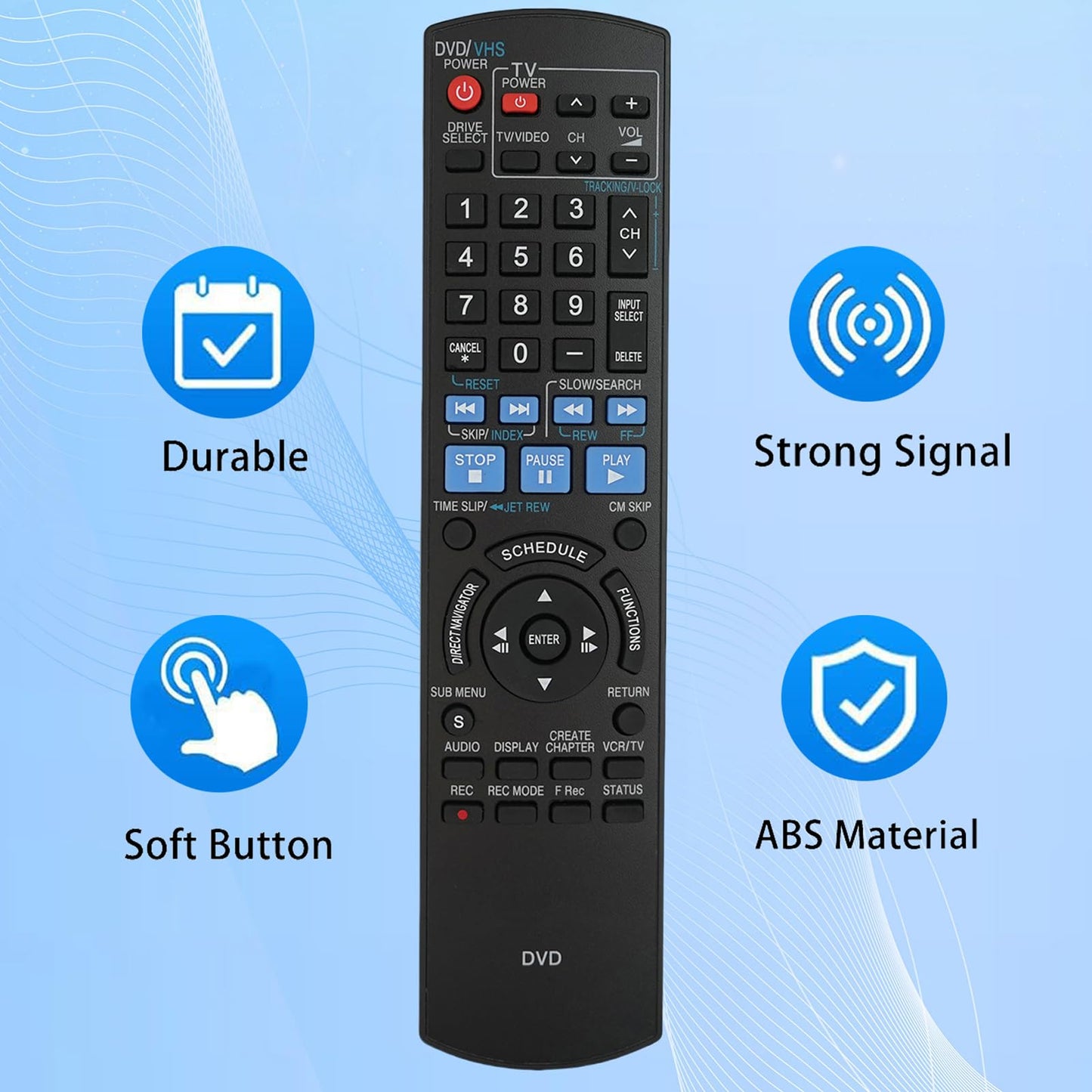 Replacement Remote Controller for Panasonic DMR-EZ48V DMR-EZ48K DMR-EZ48VE DMR-EZ485 DMR-EZ485V DMR-EZ485VK DVD Recorder