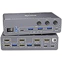 KCEVE KVM Switch 2 Monitors 3 Computers USB C HDMI DP, EDID, USB 3.0 KVM Switch Dual Monitor HDMI for 1 Laptops 2 Desktop, 73W PD, 4K@60Hz, Aluminum
