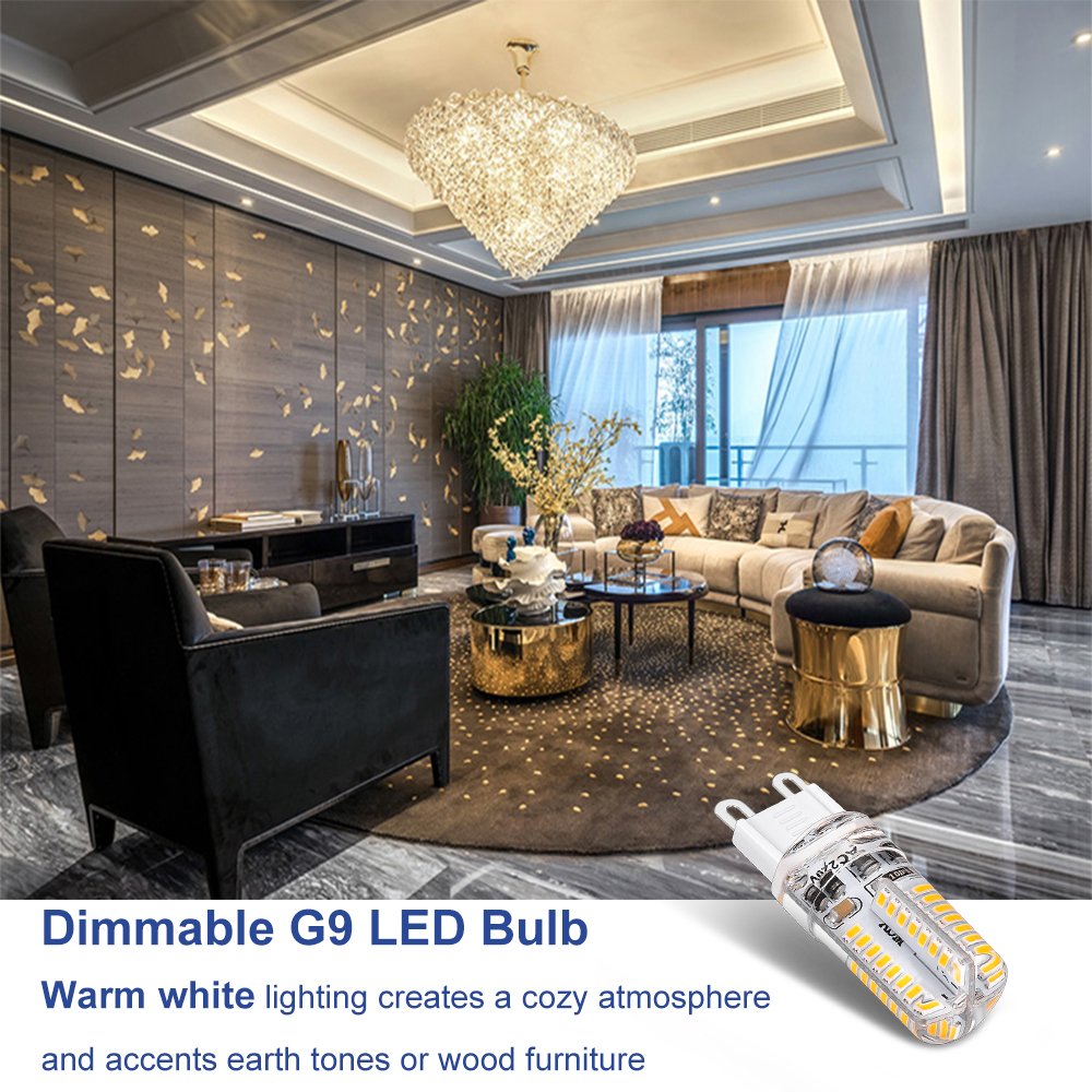 YGS-Tech G9 LED Bulb Dimmable, 4W (35W Halogen Equivalent), G9 Light Bulbs, 3000K Warm White, CRI80, G9 Base Bulb for Chandelier, Interior Decoration