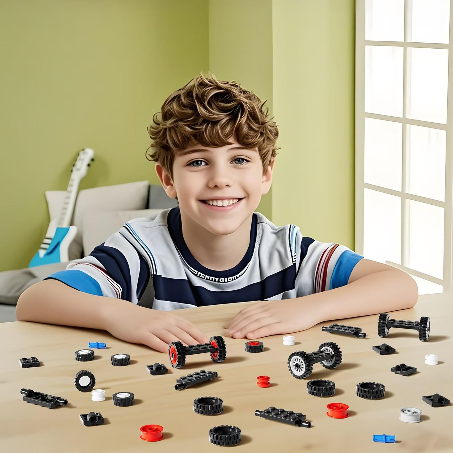 Wheels & Axles Building Kit 98pcs – Compatible with Lego, Car Parts & Classic Pieces Bulk Set, Educational Construction Toys