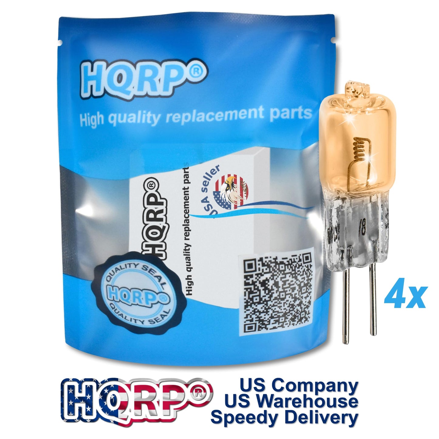 HQRP 4-Pack 22.8V 50W Halogen Bulb G6.35 Bipin Base Lamp Replacement for Hanaulux 018566, SIROLUX-F, Dr. Mach 67100201 fits Dr.Mach 380F, 380DF, 400F