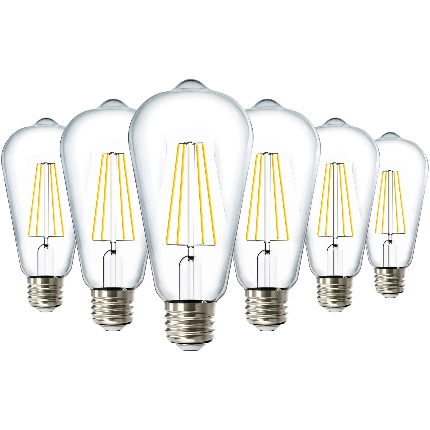 Sunco 6 Pack Edison Bulbs LED ST64 (ST19) Clear Glass Filament, Dimmable