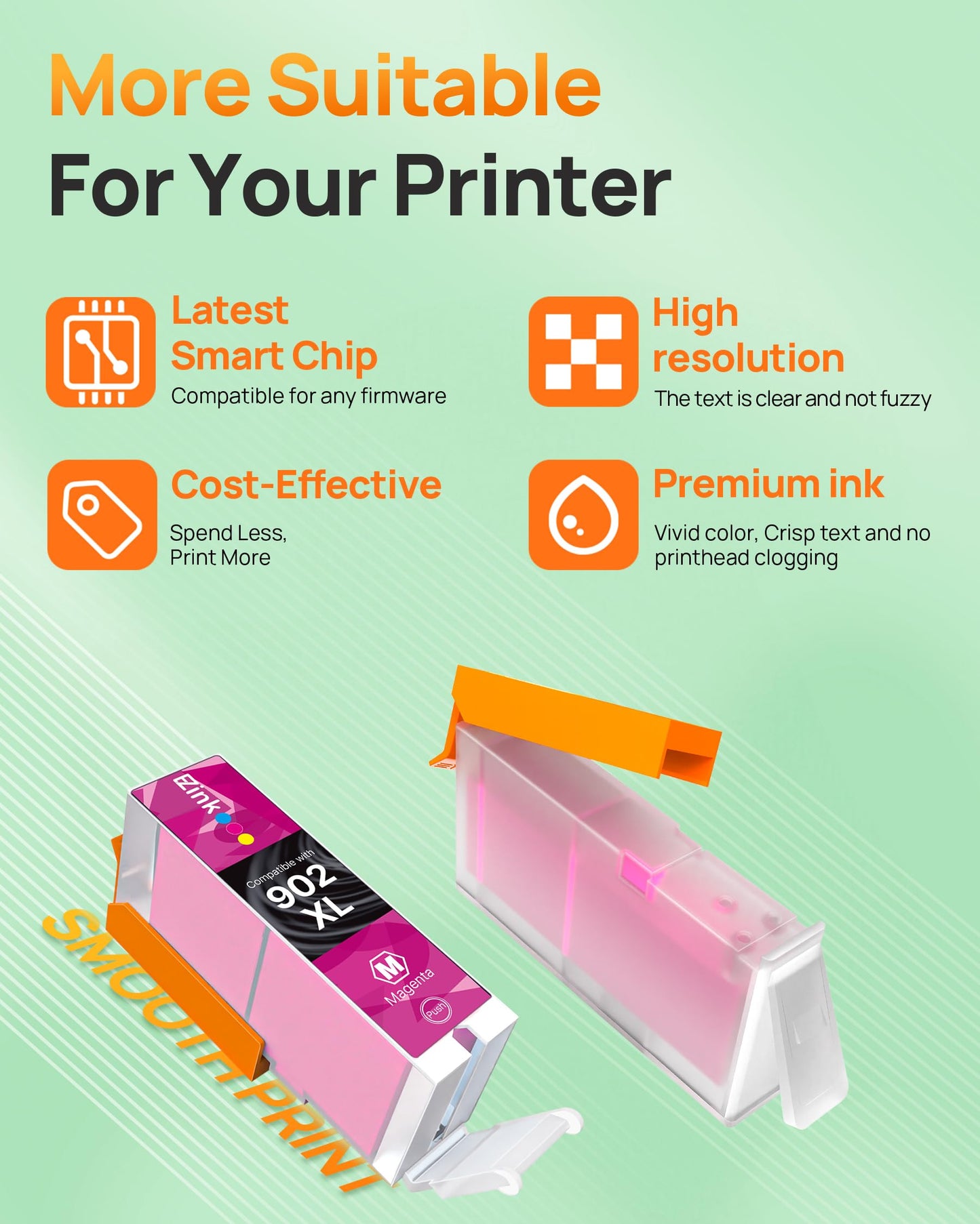 E-Z Ink Compatible 902XL 902 Ink Cartridges for HP Printers Replacement for HP Ink 902XL Black and Color Combo Pack (5 Pack) for Officejet Pro 6978