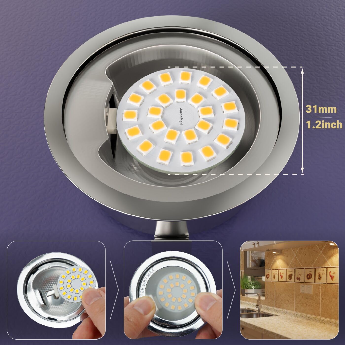 G4 LED Bulb Warm White 3000K 2W - 20 Watt Halogen JC Bulb Replacement G4 Bi Pin Bulb - LED Appliance Bulb Range Hood 20W 12V G 4 Base T3 - 12 Volt