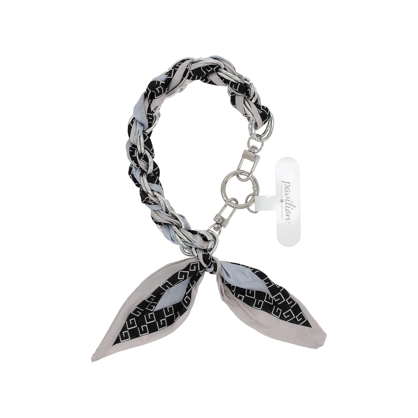 Pavilion Gift Company - Blue Geometric - Braided Scarf Phone Chain Wristlet Accessory