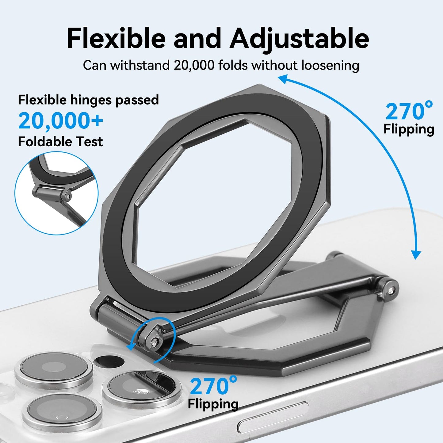 LIXUNIANCHEN Octagonal Dual Magnetic Foldable 360° Rotating Phone Holder Car Desktop Fitness Universal Use Compatible with iPhone 12-17 Pro