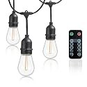 Newhouse Lighting LED String Lights with Weatherproof Technology, Dimmable with Wireless Remote Control, 48ft and 16 (15+1 Free) LED Light Bulbs