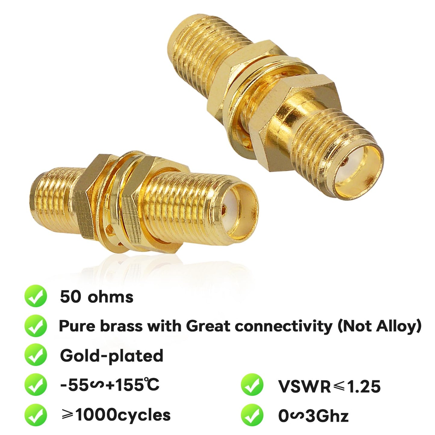 Boobrie SMA Socket Connector Panel Chassis Mount SMA Female to Female Bulkhead Extendable Antenna Jack Adapter for Antennas Wireless LAN Devices