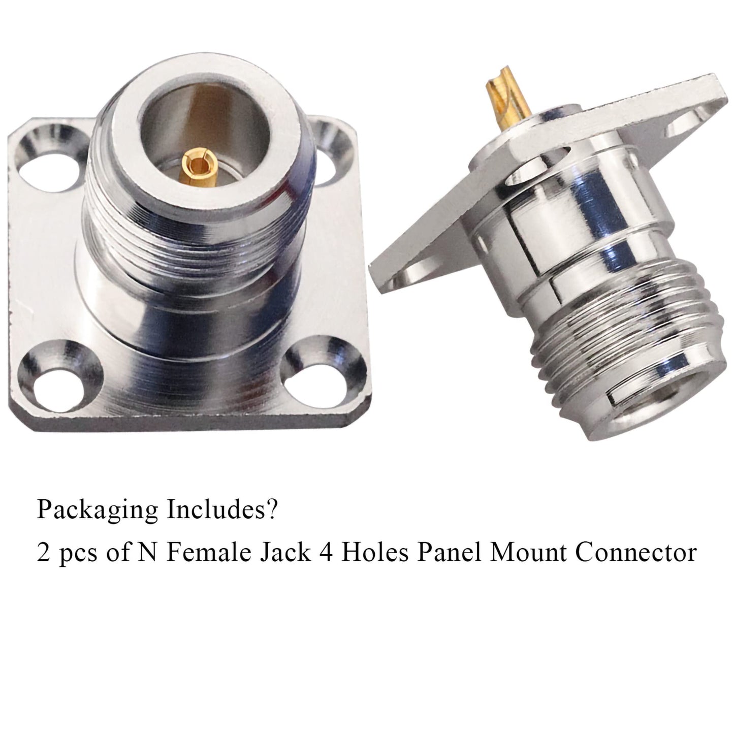TUOLNK N Female 4 Hole Panel Mount Connector N Female Jack Coax Adapter Chassis Mount N Type RF Coaxial Antennas Connector Pack of 2