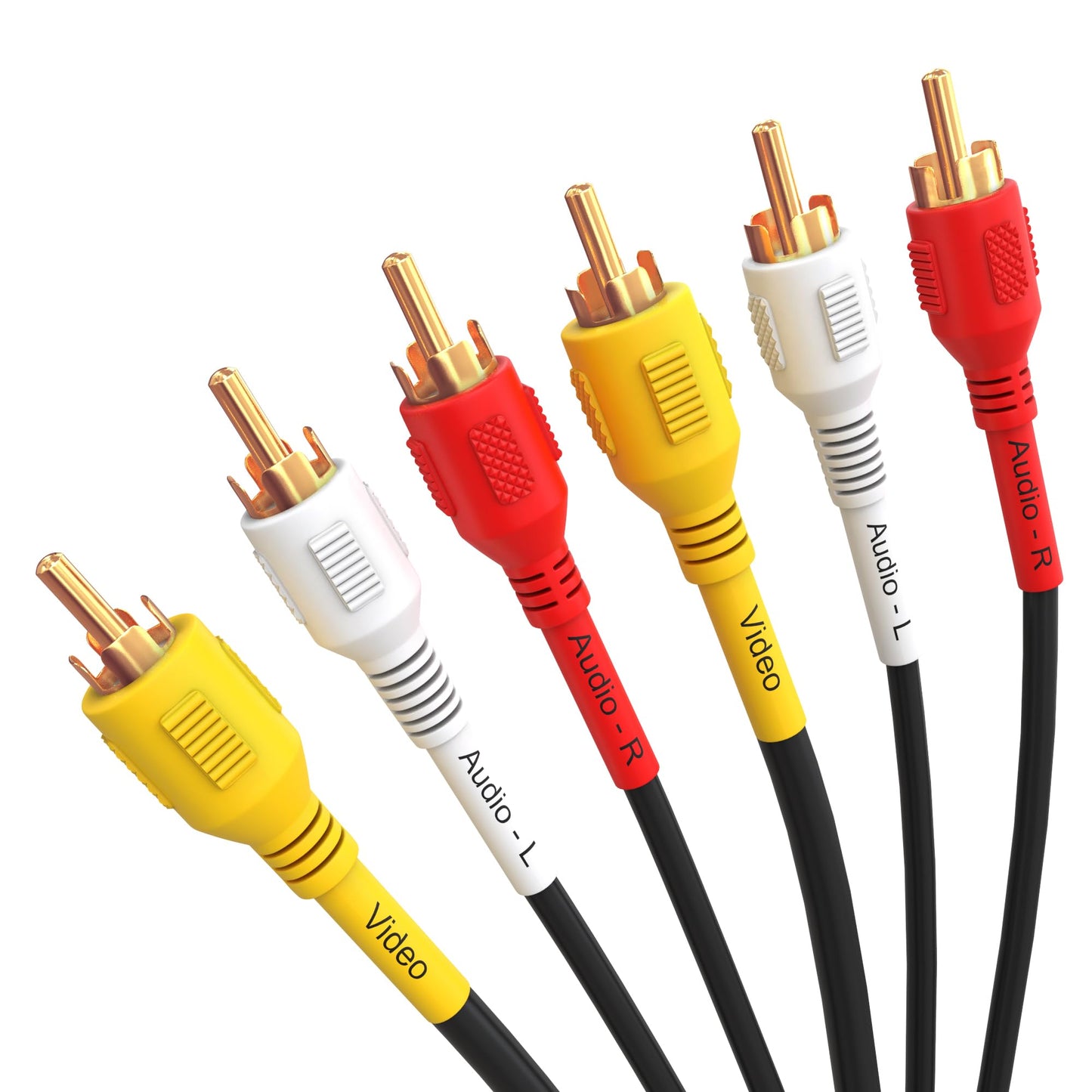 Cmple - 3 RCA Cable 50 Feet Composite Three RCA Male to Male Audio Video Cables A/V Gold Plated Triple Plug to Plug Cord for VHS/DVD Players, TVs