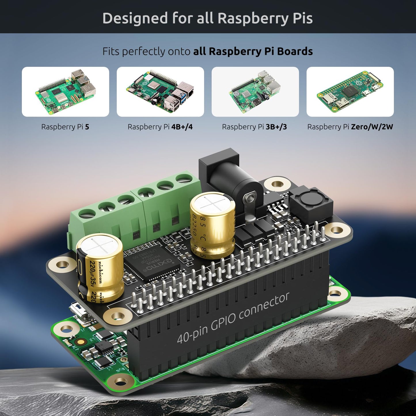 InnoMaker Audio Amplifier 2x80W Peak Output Class D HiFi AMP Pro Mini Hat 192KHz/24bit MA12070P for Raspberry Pi 5/4/Zero 2W Support Volumio, MoOde