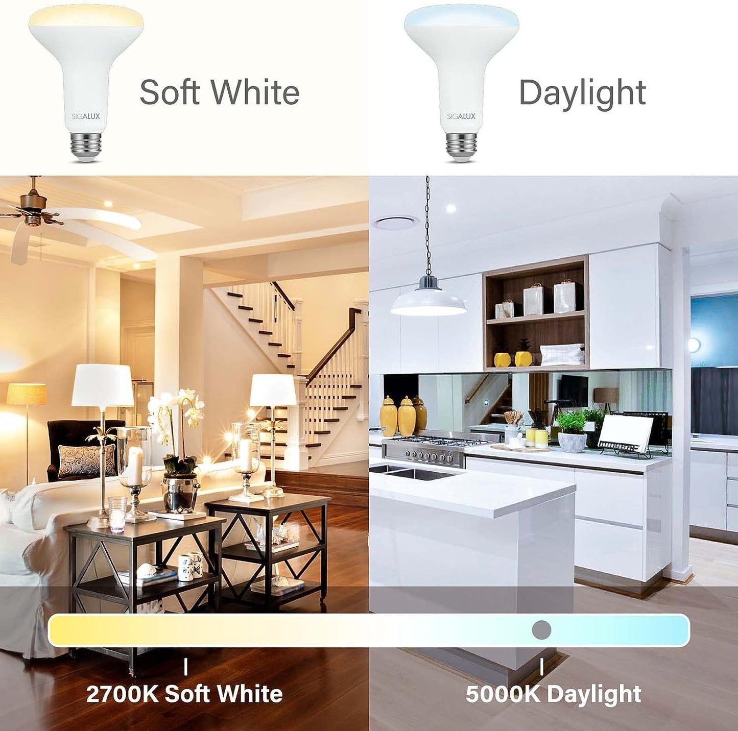 Sigalux LED Flood Lights Indoor, BR30 LED Bulb 65W Equivalent, Dimmable Recessed Light Bulbs 650LM 5000K Daylight Can Light Bulbs, E26 Base Bulged